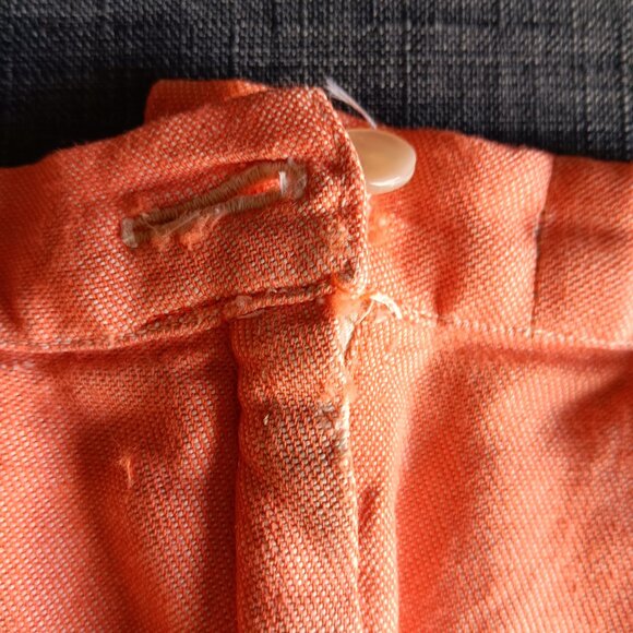 Vintage 1950s 1960s Orange Bermuda Shorts Home Sewn Cotton XS - Picture 8 of 12